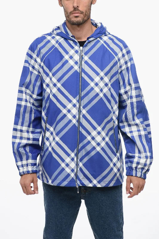 Burberry Check Print Hooded Windbreaker