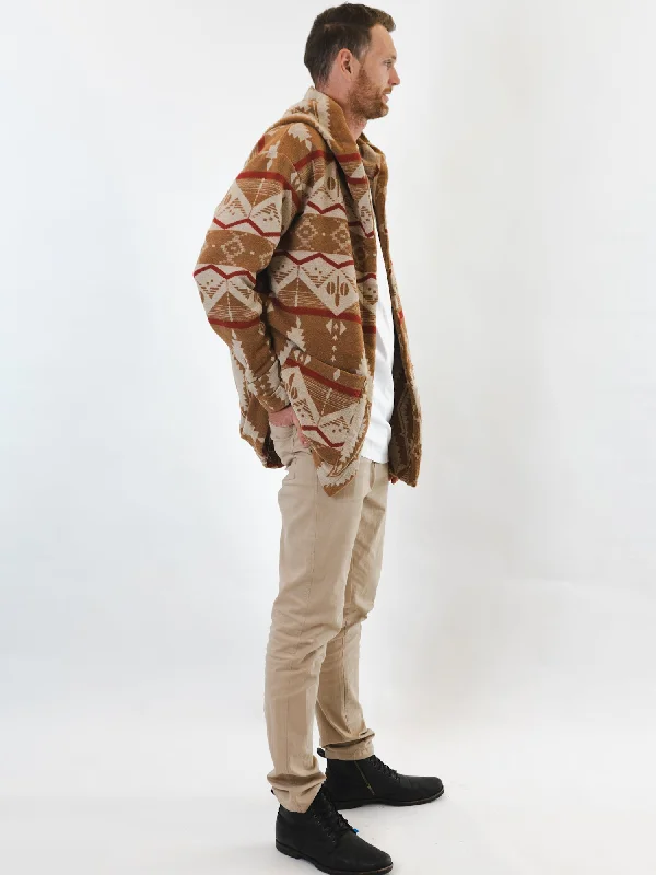 Woodly Cardi - Camel/Red