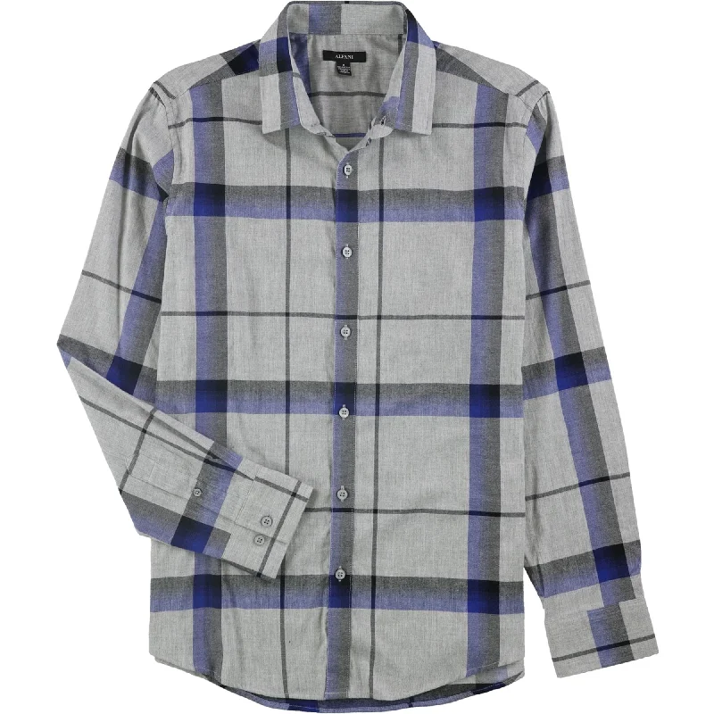 Alfani Mens Plaid Button Up Shirt