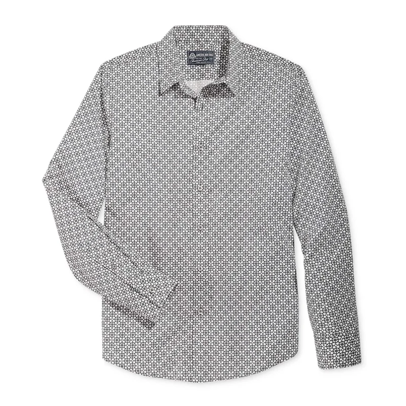 American Rag Mens Severin Geo-Print Button Up Shirt, Grey, Small