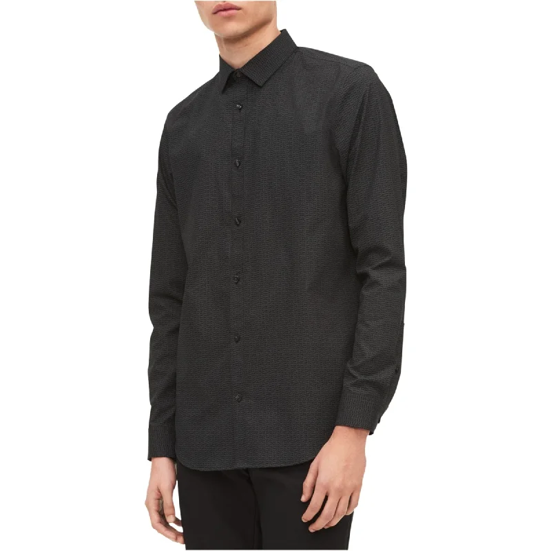 Calvin Klein Mens Non-Iron Spiral Button Up Shirt