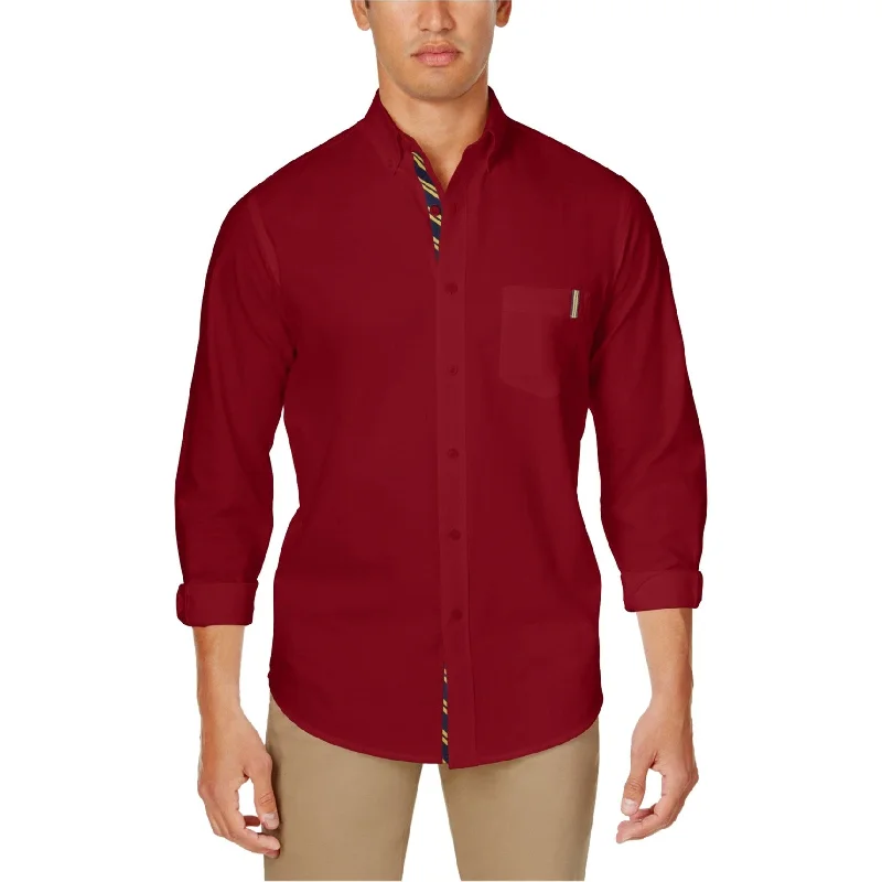 Club Room Mens Classic Button Up Shirt, Red, Medium