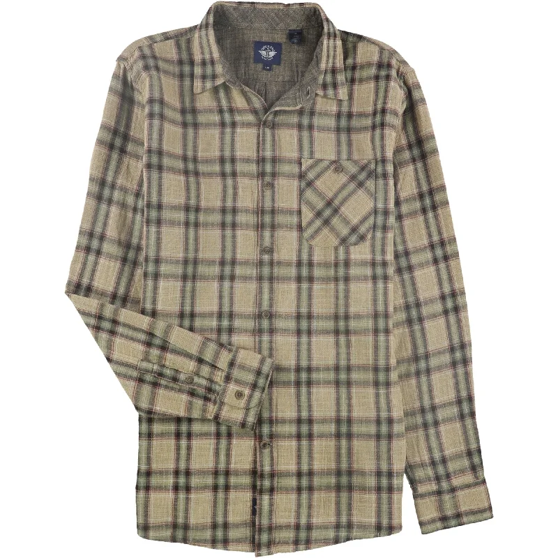 Dockers Mens Double Weave Plaid Button Up Shirt