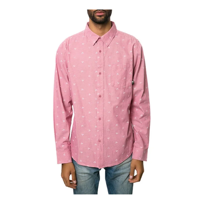 Fourstar Clothing Mens The Calico LS Button Up Shirt, Red, Small