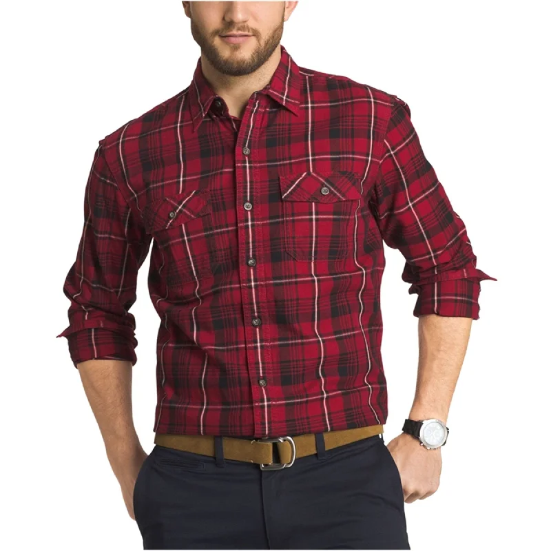 G.H. Bass & Co. Mens Hawk Mountain Button Up Shirt, Red, 3XL