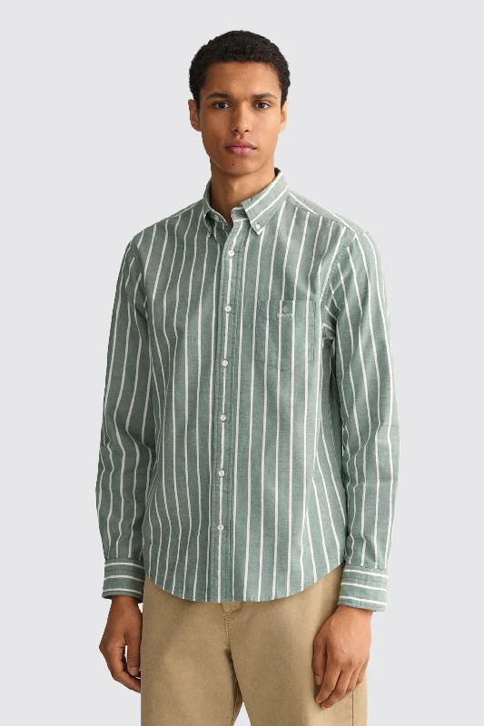 Gant D1 Reg Oxford Wide Stripe Shirt Forest Green