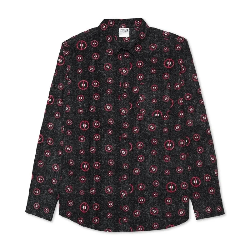 Jem Mens Deadpool Button Up Shirt, Black, Small