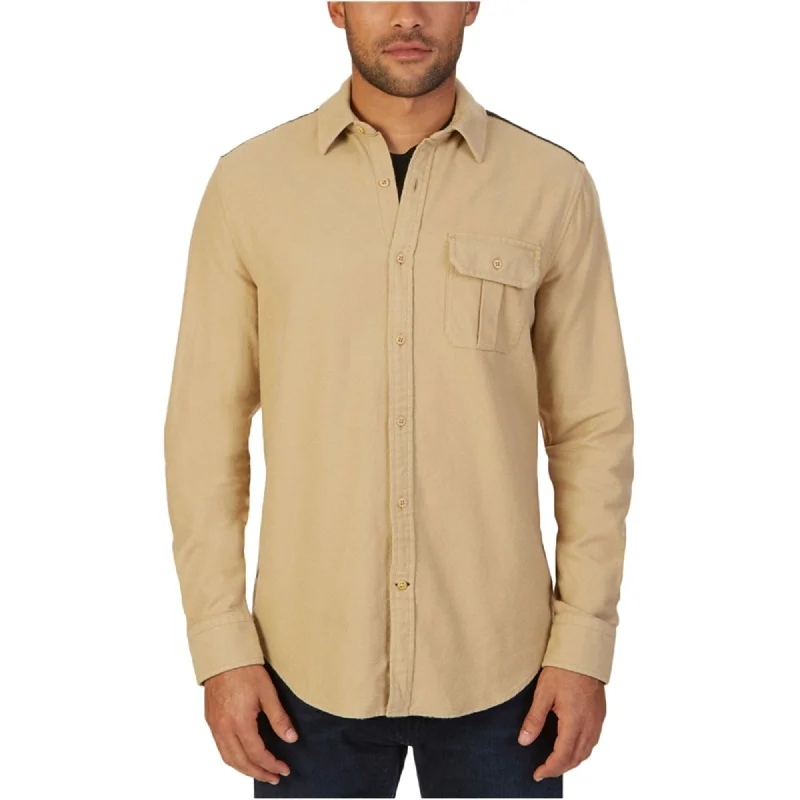 Nautica Mens Moleskin Button Up Shirt, Beige, Small