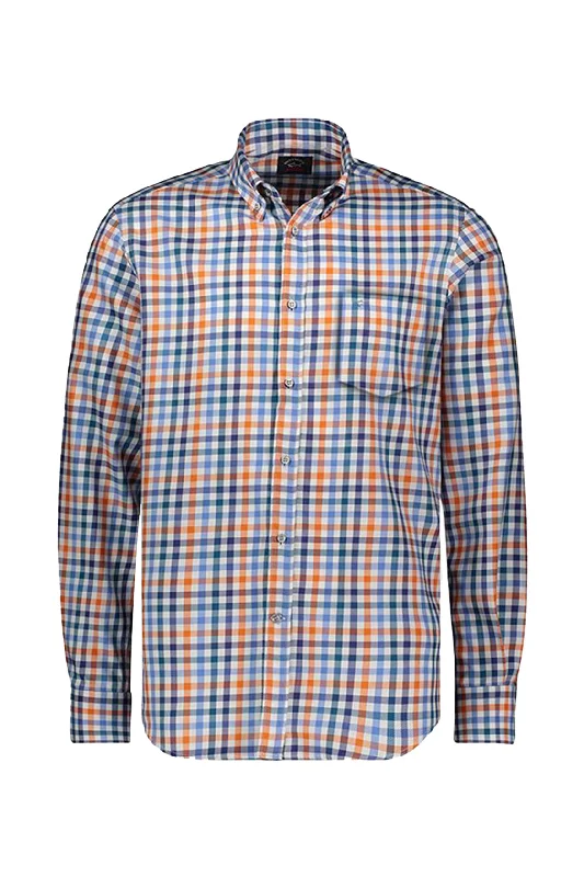 Paul & Shark Cotton Shirt with Pocket Blue/Orange