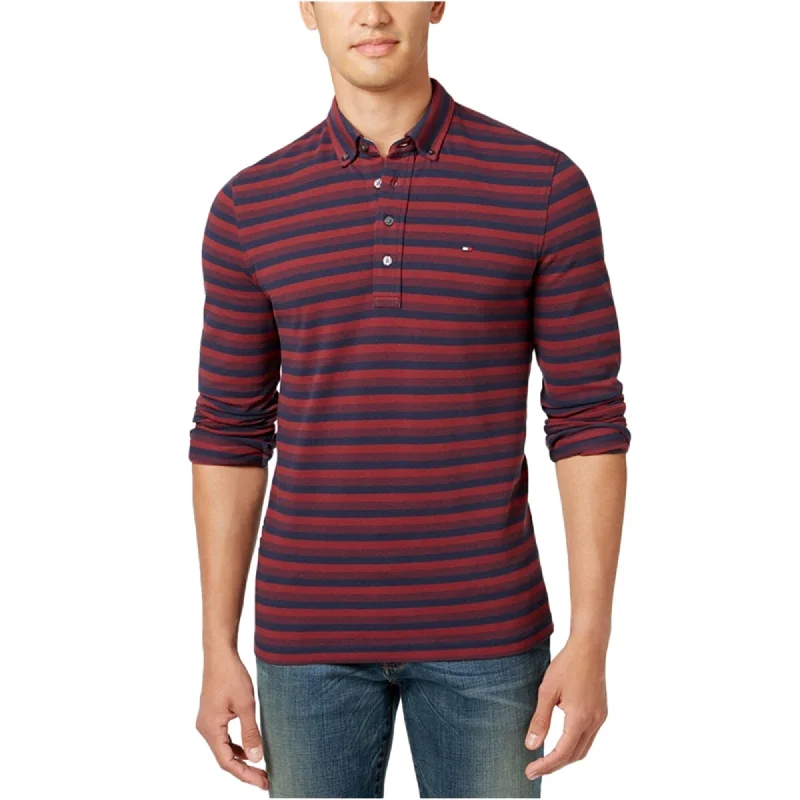 Tommy Hilfiger Mens Vanderbilt Striped Rugby Polo Shirt, Grey, X-Small