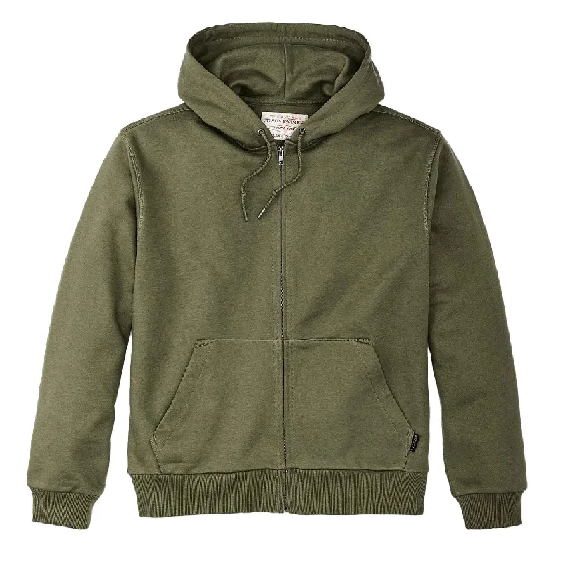 Filson Prospector Full Zip Hoodie 13Oz Cotton Blend Fleece Olive Drab