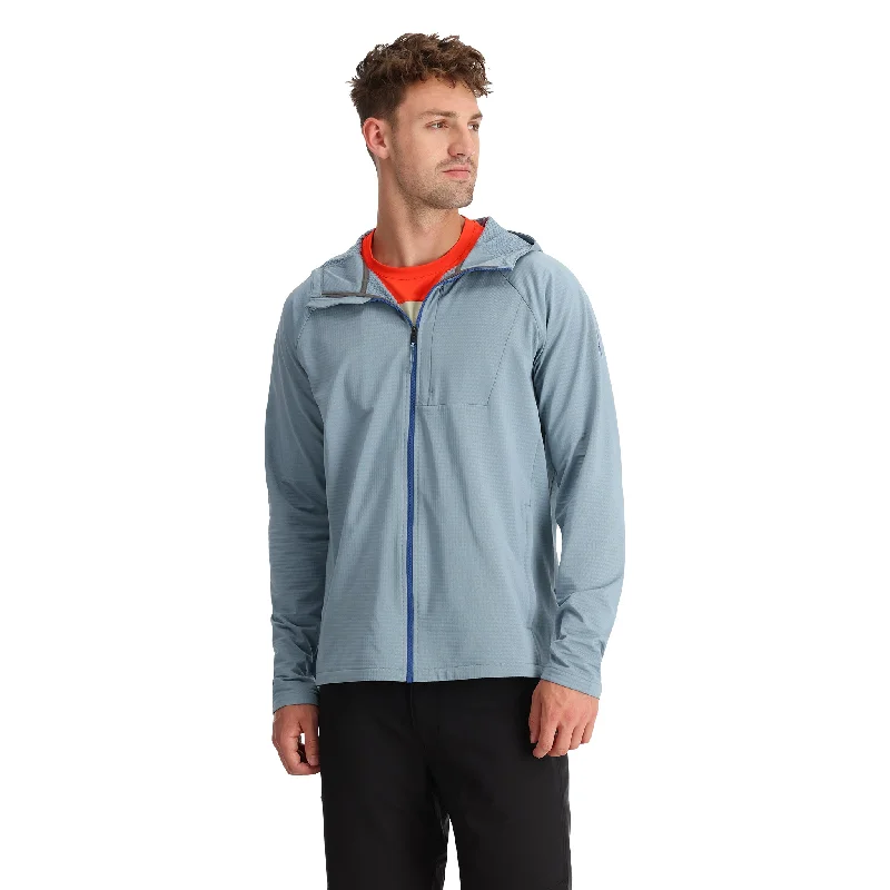 Mens Gridweb Hoodie - Blue Fog