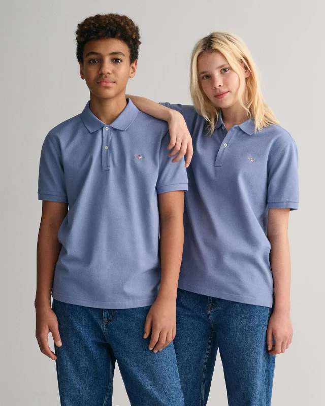 Teens Shield Piqué Polo Shirt in Muscari Blue