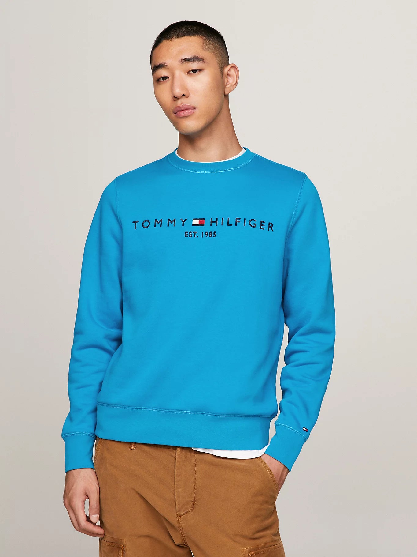 Logo Graphic Crew Neck Sweatshirt in Aqua