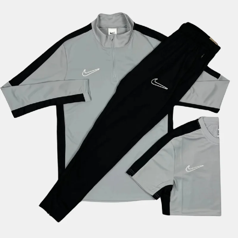 Nike Academy Drill Zip / TShirt / Pants Tracksuit - Grey Black