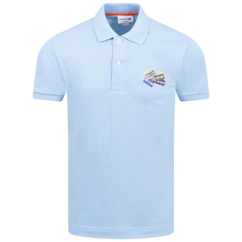 Cotton Pique Badge Detail Classic Fit Polo Blue - AW23