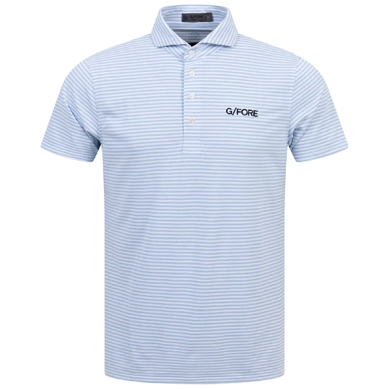 Feeder Stripe Tech Pique Embroidered Tailored Fit Polo Sky - AW24