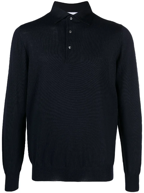 Fine-Knit Wool Polo Shirt