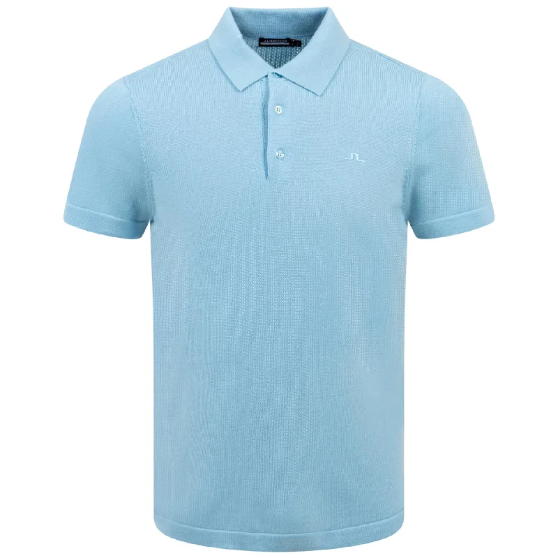 Lear Tech Wool Knitted Polo Baltic Sea Blue - SS24