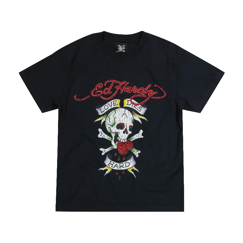 Limited Edition - Rhinestone Love Dies Hard Skull Tee