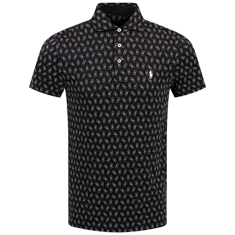 Polo Golf Tailored Fit Cotton Knit Pattern Polo Black - AW24