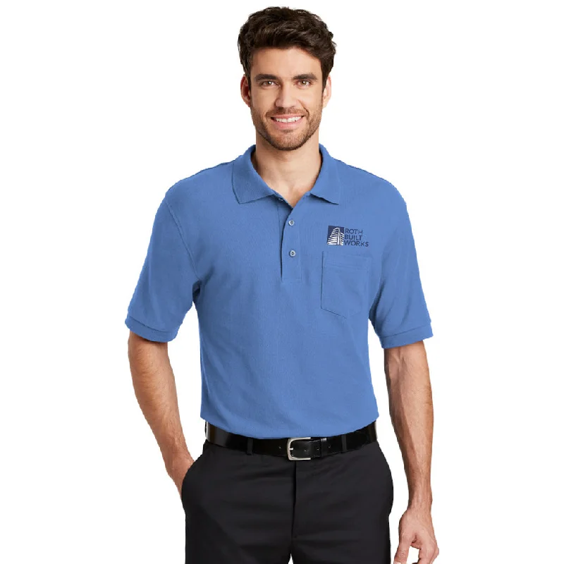 Modern Menswear Port Authority Silk Touch Polo With Pocket, Printed