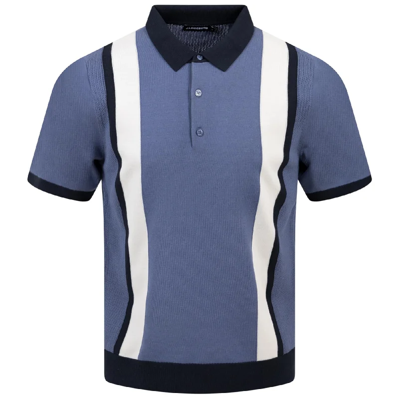 Reymond Regular Fit Knitted Stripe Polo Bijou Blue - SS24